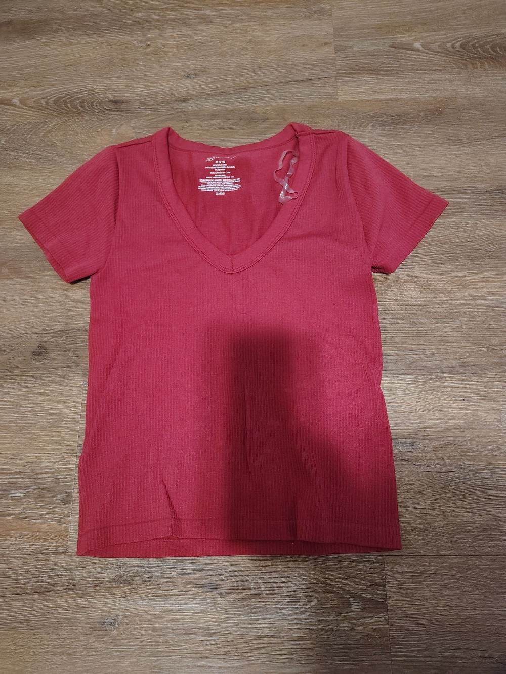 No Boundaries Ribbed V-Neck Short Sleeve Top - Rose